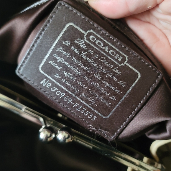 Coach Signature Stripe Framed Kisslock Carryall Y2K F13533 - Picture 2 of 14